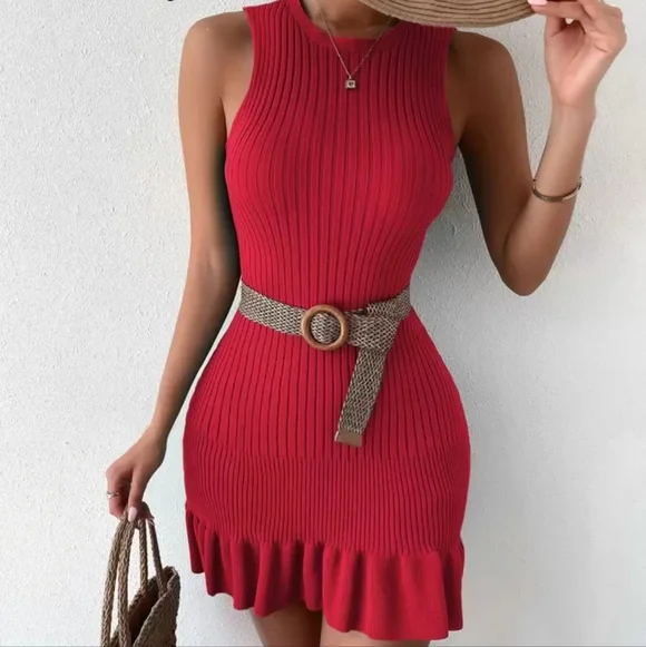 SHEIN Elegant Red Knit Sleeveless Dress - Picture 7 of 7
